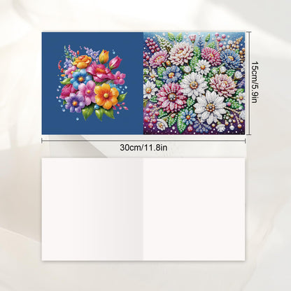 JISHSHAY 6 PCS Diamond Art Greeting Cards Flower Diamond Painting Birthday Cards Flower Gem Art Gem Painting Mosaic Kits for Adults for Thanksgiving Anniversary Valentine Graduation All-Occasion