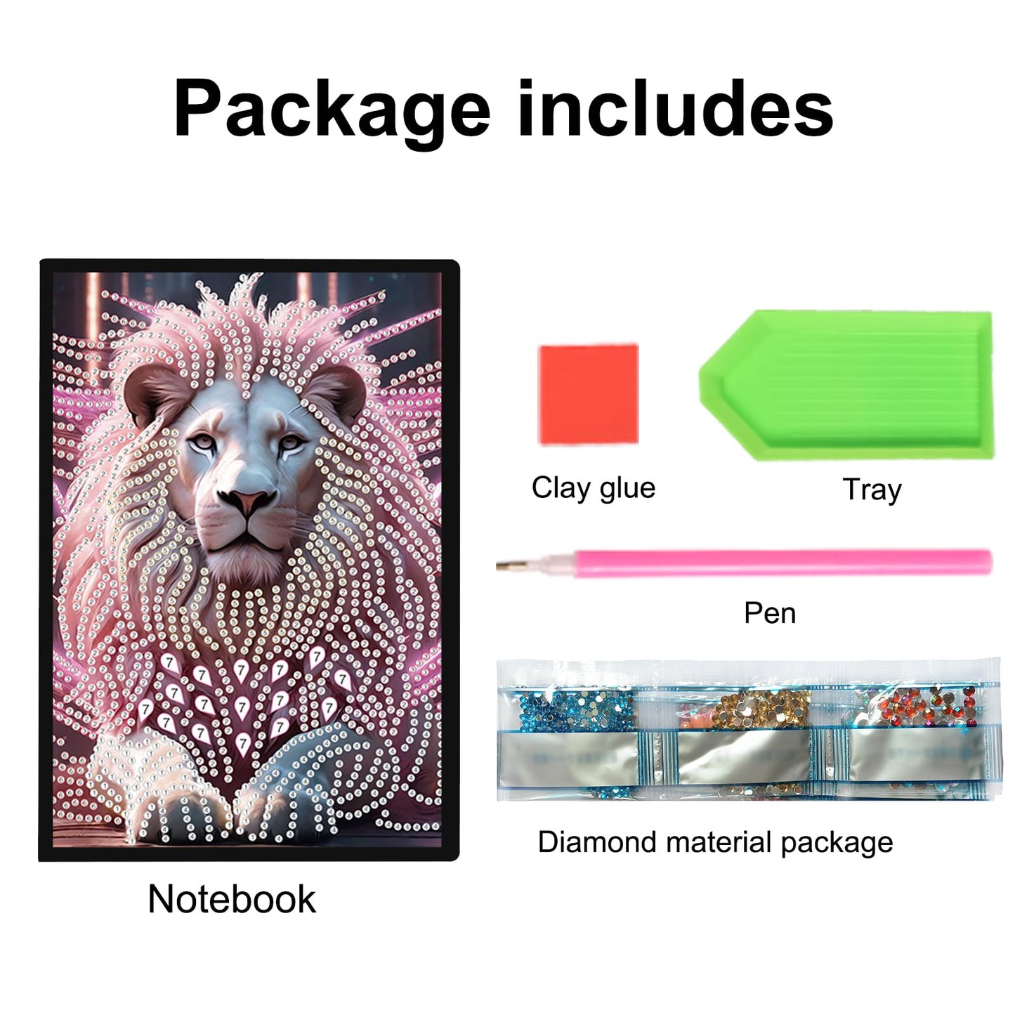 JZHYOAN DIY Diamond Painting Blank Notebook Kits Lion Special Shape Diamond Art Kits Dairy Travel Drawing Message Art Gifts Notepad A5 Hardcover Journal Note Book for Work Note Taking Adult