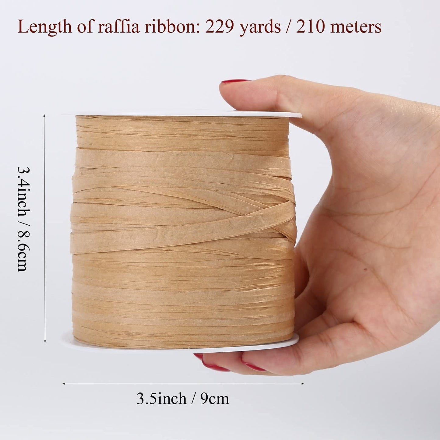 Whaline 229 Yards Raffia Paper Ribbon Christmas Kraft Craft Packing Paper Twine Festival Gift Wrapping DIY Crafts Ribbon for Decoration and Weaving, 1/4 inch Width