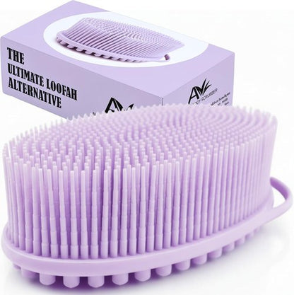Avilana Premium Silicone Body Scrubber - SGS Certified Dual-Sided Bath Brush for Sensitive Skin | Quick-Dry Exfoliating Loofah Alternative