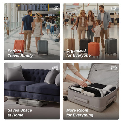 AEROARTLY Premium Slim Luggage, Collapsible & Expandable Matte Hard Shell Suitcase with Wheels & TSA Lock, 20-inch Airline Approved, Lightweight & Durable Rolling Carry-on, with Luggage Cover