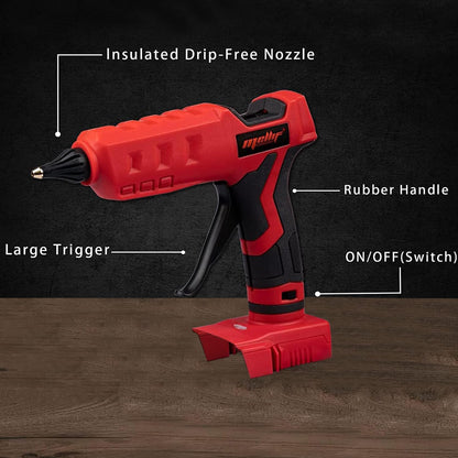 Mellif Cordless Hot Glue Gun Compatible with Milwaukee 18V Battery(Tool Only), Handheld Electric Power Glue Gun Full Size for Arts & Crafts & DIY with 20 0.43" Glue Sticks
