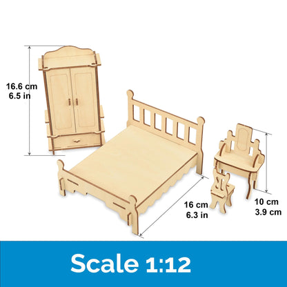 BOHS Wooden Dolls House Furniture 1/12 Scale - 3D Puzzles for Miniature Dollhouse Furniture Accessories - Large,28 PCS