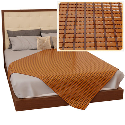 Summer Cooling Bamboo Sleeping Mat - Foldable Double-Sided Straw Mat King Size Cool Mattress Topper Breathable Air Conditioning Pad for Living Room & Bedroom Floor