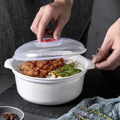 POYIPI 2 PCS Microwave Bowls with Lids Ramen Cooker Soup Bowls with Handls Microwavable Bowl Dishes Noodle Cooker Microwave Cookware for Office, College Dorm