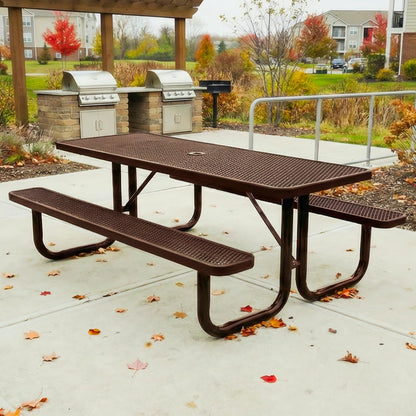 6' Rectangular Heavy-Duty Expanded Metal Brown Picnic Table