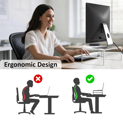 Egchi Clear Acrylic Monitor Stand Riser 2 Tier, 5.12 Inches High Clear Computer Desk Organizer Shelf for Multi Media PC Storage Laptop