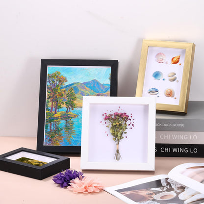 uxcell 4x6 Inch Shadow Box Display Frame, 2cm Deep Photo Shadow Box Plastic Display Case Wall Mount & Tabletop Display for DIY Photos Flowers Memorabilia Wedding Birthday, Gold
