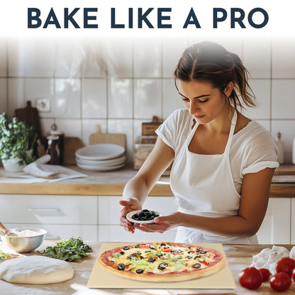 Large Pizza Stone for Oven – 15 x 12 inch Rectangular Pizza Stone for Grill, Even Heating for Perfect Crispy Crusts! Crack Resistant and Easy to Clean, Pizza Making Accessories