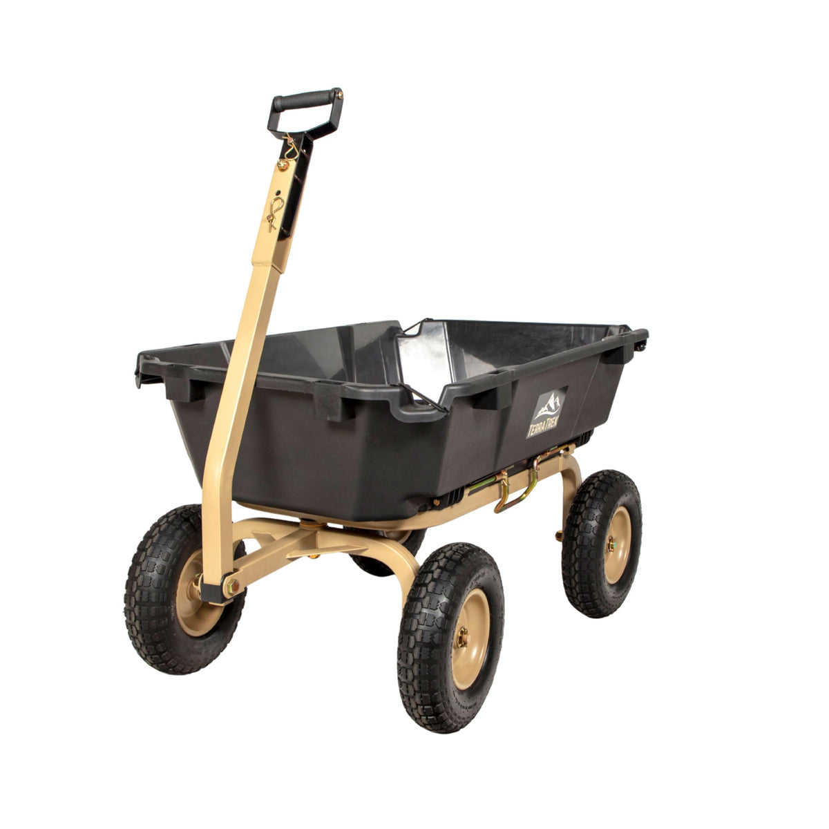TerraTrek Heavy-Duty Garden Cart on Wheels – 7 Cu. Ft. Patented Dual Side Poly Dump Cart, 1200 lb. Capacity, All-Terrain Utility Wagon with No-Flat Wheels for Yard, Garden, Farm & Work