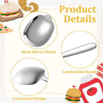 JJUNW 8 Pieces Large Serving Spoons Set, 9 Inch Big Stainless Steel Buffet Serving Spoons Serving Utensils for Parties Kitchen Buffet, Dishwasher Safe, Silver