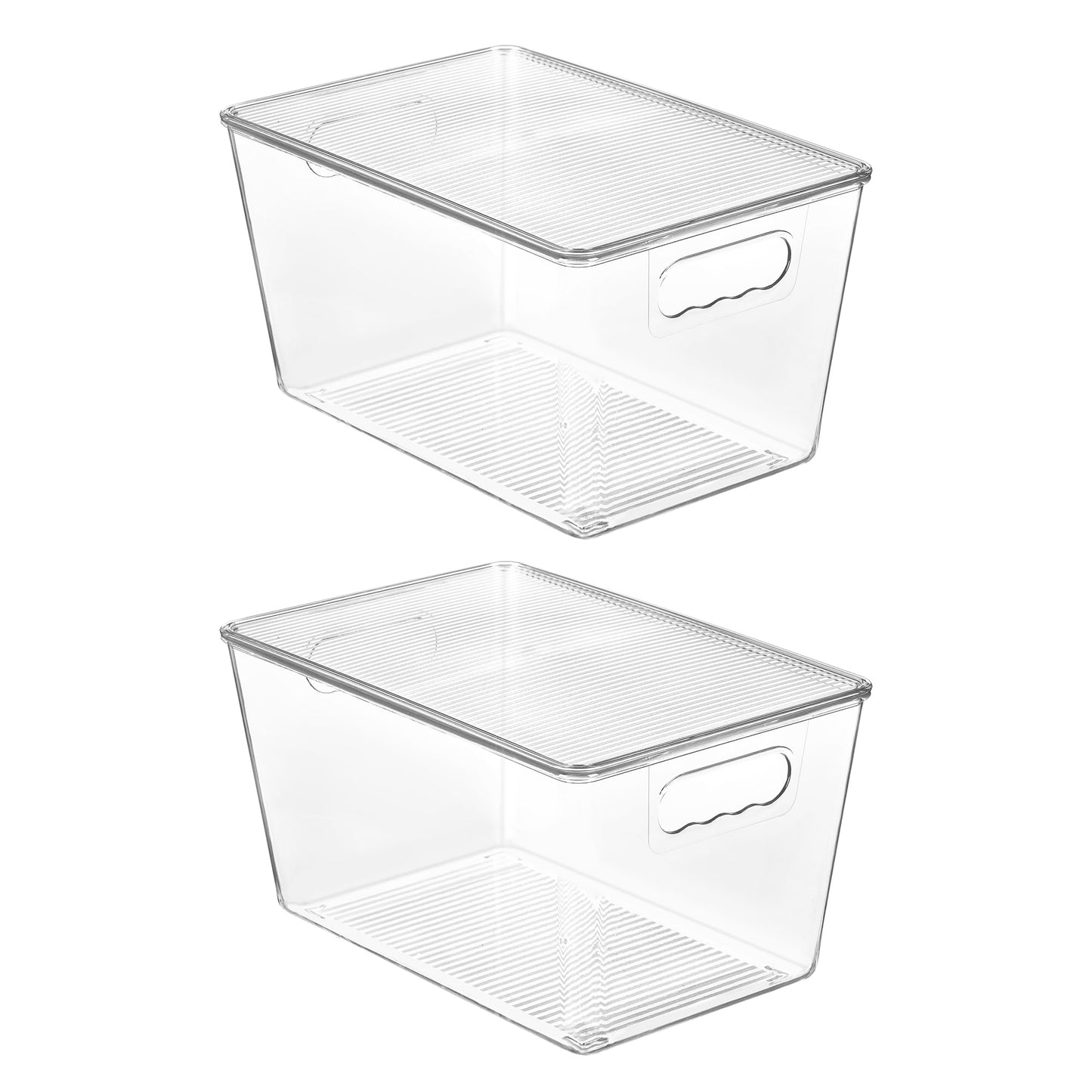 Vtopmart 2 Pack Clear Stackable Storage Bins with Lids, Large Plastic Containers with Handle for Pantry Organizer and Storage,Perfect for Bathroom,Cabinet,Kitchen,Fridge,Closet Organization