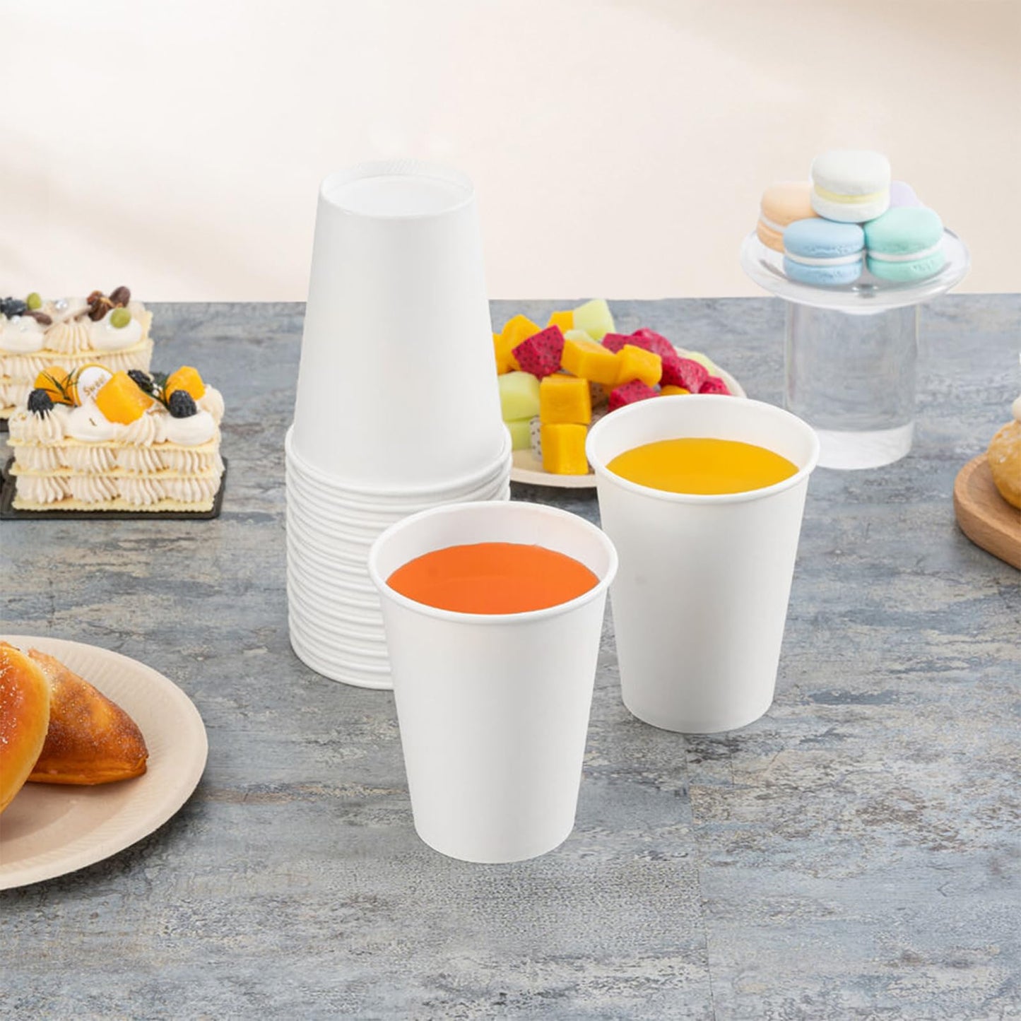 RACETOP 500 pack Disposable Coffee Cups 12 oz, Paper Cups 12 oz, Hot Cups, Ideal for Hot Drinks, Coffee(white)