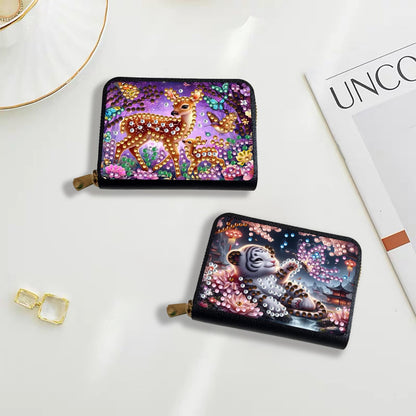 4pcs Butterflies Animals Pattern Diamond Art Painting Minimalist Wallet DIY Rhinestone Painting Art Kit Credits card Pocket Organizer Storage Bag Handmade Craft Gift for Holidays and Everyday Use