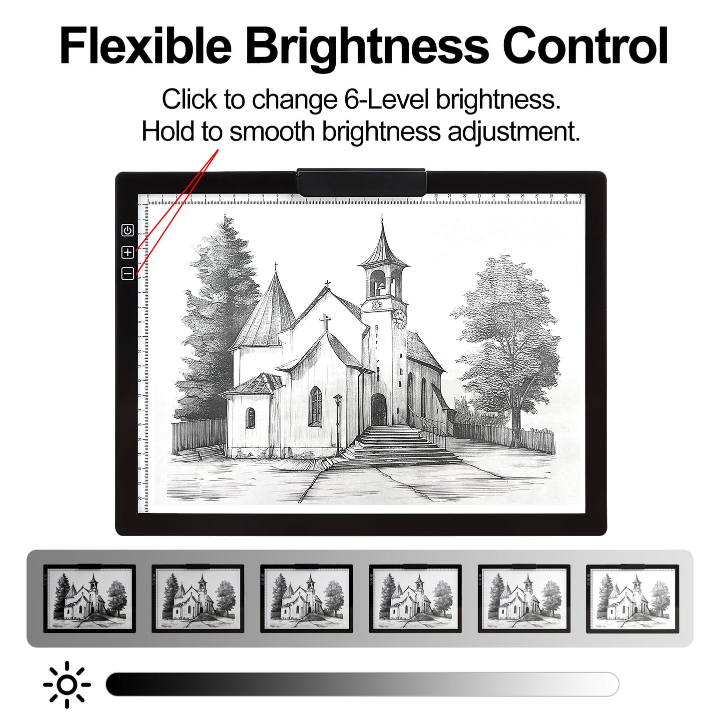 Fiqiuuiid A4 Rechargeable LED Light Pad, Tracing Light Box with 6-Level Dimmable & Light Guide artboard, Diamond Painting Light Board with Stand and Top Clip, Cordless Lightbox with Carrying Case