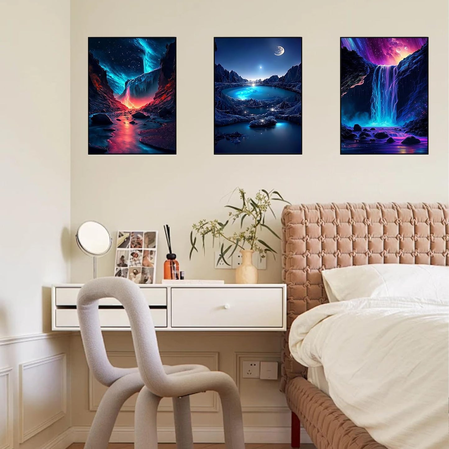 Diamond Art Kits for Adults Beginner,6 pack Waterfall Scenery DIY Modern Diamond Painting Kits 5D Diamond Dots Gem Art Crafts with Tools,Round Full Drill Crafts for Home Wall Decor&Gift-12x16in