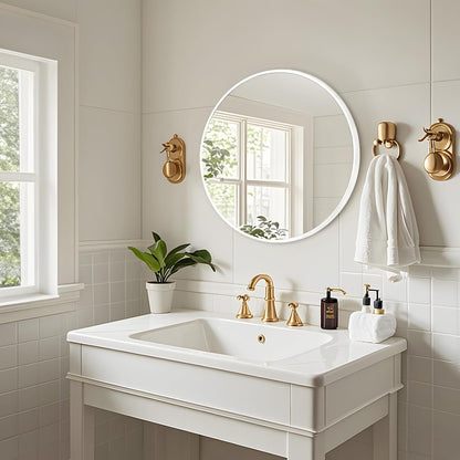 20 inch Fabuday White Round Mirror for Wall - Circle Mirror for Bathroom, Entryway, Living Room, Hallway, Bedroom