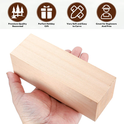Basswood Carving Blocks, 4 Pcs Unfinished Wooden Blocks for Crafts, Basswood for Wood Carving Blocks, Bass Wood for DIY Carving, Crafting, Whittling, for Adults Beginner Experts - 5.9x2x2