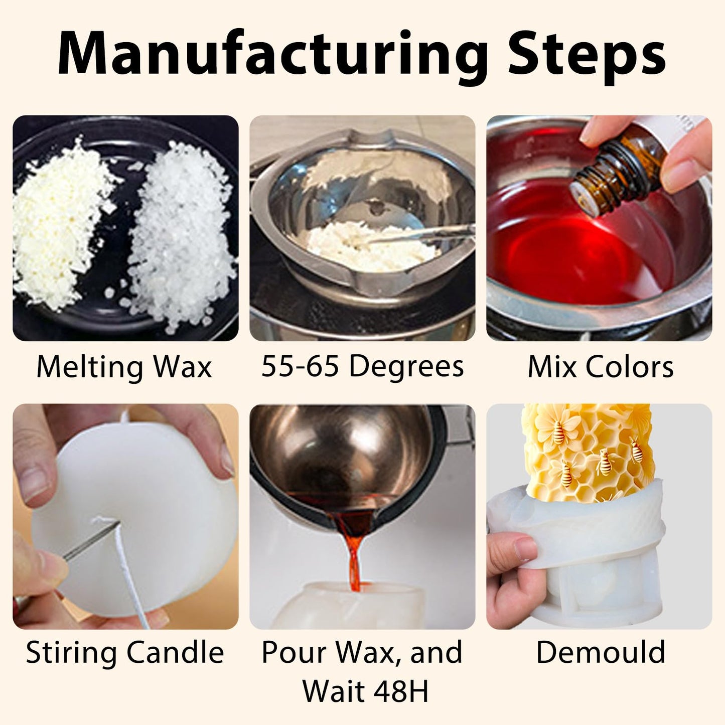 3D Bee Honeycomb Flower Pillar Candle Mold, Silicone Molds for Epoxy Resin Candle Making Wax Aromatherapy & DIY Wax Soap, Home Decoration Handmade Crafts