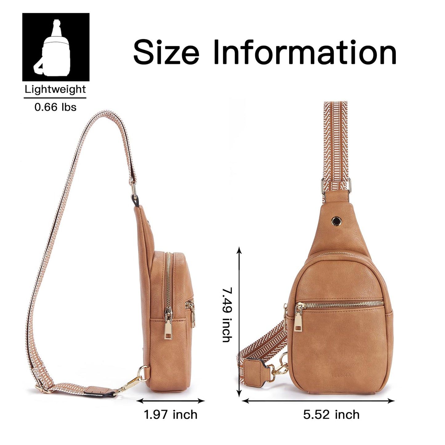 Telena Small Sling Bag for Women Leather Crossbody Fanny Packs Chest Bag for Women