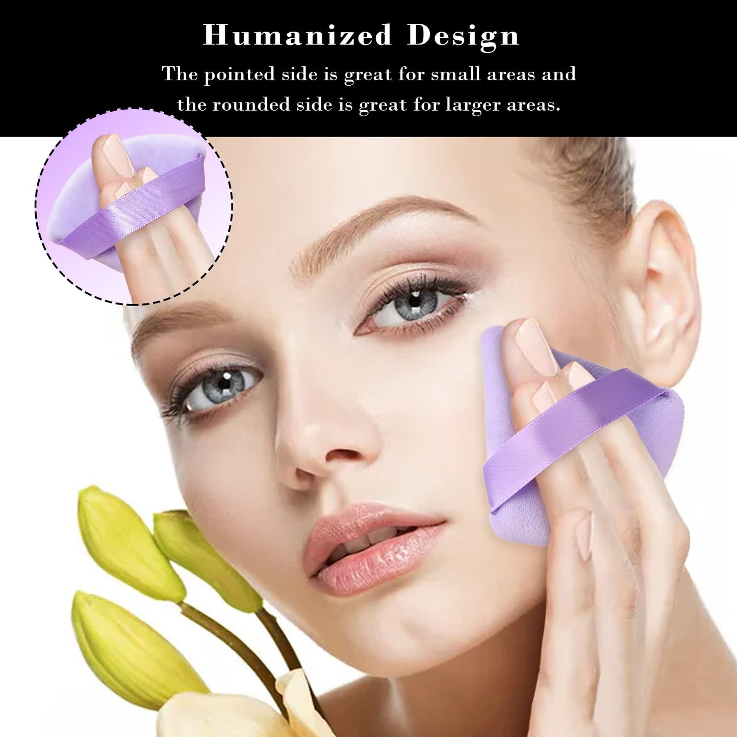 8Pcs of Triangular Powder Puff Makeup Sponges, Made of Super-soft Velvet, Designed for Contouring, Eye, and Corner, Beauty Blender Foundation Mixing Container.(Black)