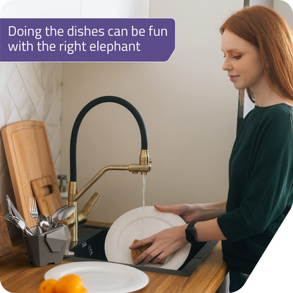 PELEG DESIGN Elephant Cutlery Drainer – Funny Self Draining Utensil Drying Rack for Kitchen Sink | Cute Silverware Drainer Basket (Grey)