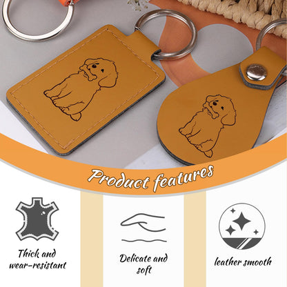 60Pcs PU Leather Key Fob Blanks with Key Rings, Multi Colors Round, Teardrop, Rectangular, Long Strip Keychain Blanks for Laser Engraving, DIY Leather Stamping, Crafting and Keychain Making