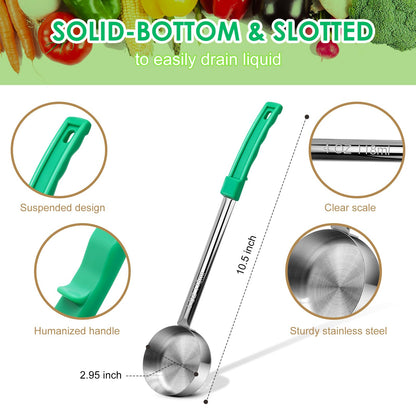 4 Ounce Solid Stainless Steel Portion Control Ladle Spoon - 4Pcs Pizza Sauce Serving Spoons Portion Ladle for Sauces, Perfect for Weight Watchers, Buffets, Parties