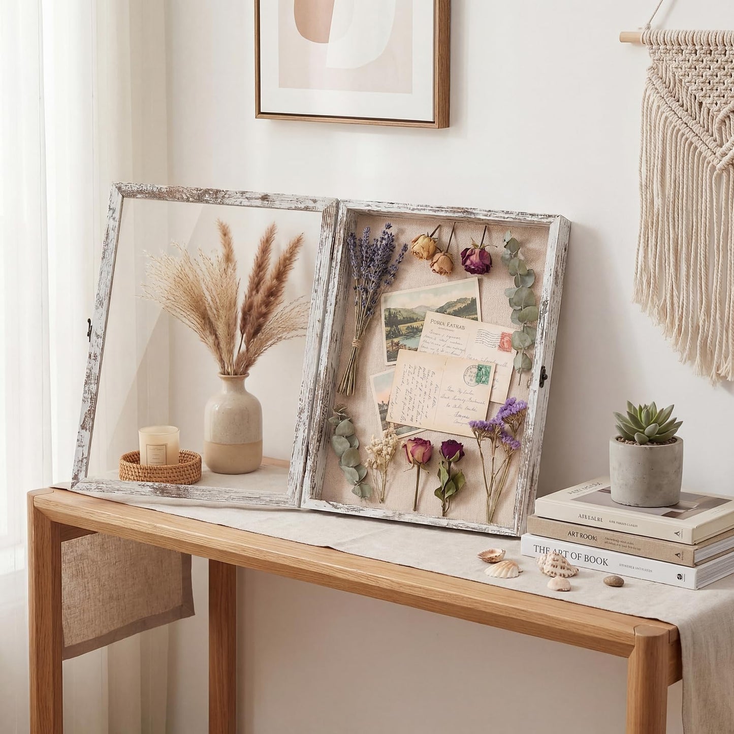 TILBLKUP Shadow Box Frame Display Case 13x16 Shadow Box with Linen Back, Real Glass Window Door with Hinge, Picture Frame for Memorabilia Medals Wedding Bouquet Collections, Memory Box for Keepsakes