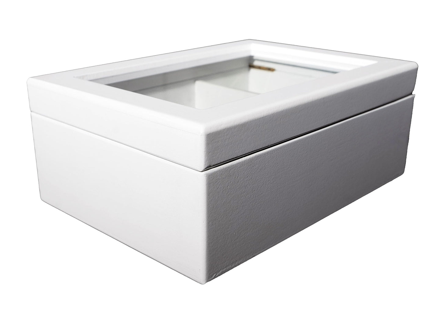 Break Tradition Wooden Tea Organizer For Tea Bags - Wooden Tea Chest With 6 Compartments - Clear Top Window - Lid Stays Open (White)