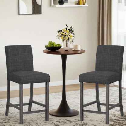 ERGOMASTER Counter Height Bar Stools Set of 6, 24.5'' Fabric Upholstered Barstools Mid Century Modern Island Bar Chairs with Back for Kitchen, Dining Room, Bar, Restaurant, Charcoal Grey