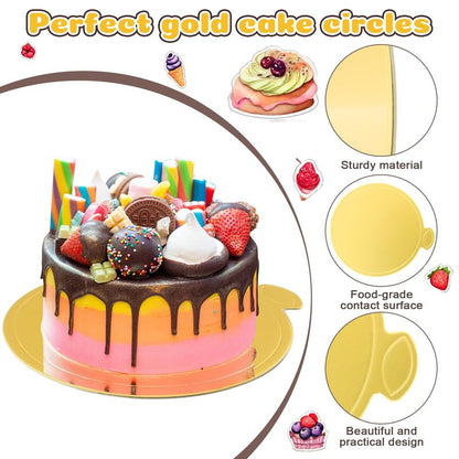 zsccxq 100 Pcs 4 Inch Mini Cake Boards Round Golden Mousse Cake Boards Disposable Cardboard Plate Round Coated Cakeboard for Kitchen Baking Caking Pizza Dessert Cupcake Tray (4 Inch)