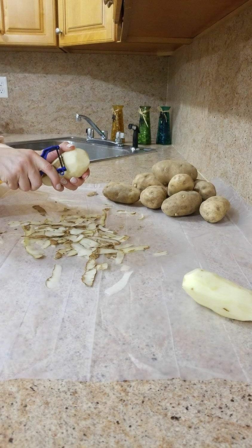 Extra Large Disposable Counter Liners, Pack of 18 Plastic Kitchen Covers for Easy Cleanup After Food Prep