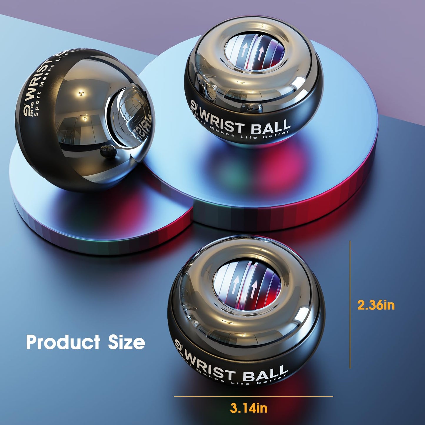 Wrist Trainer Ball Auto-Start Gyroscopic Forearm Exerciser Gyro Ball for Strengthen Arms, Fingers, Bones and Muscles