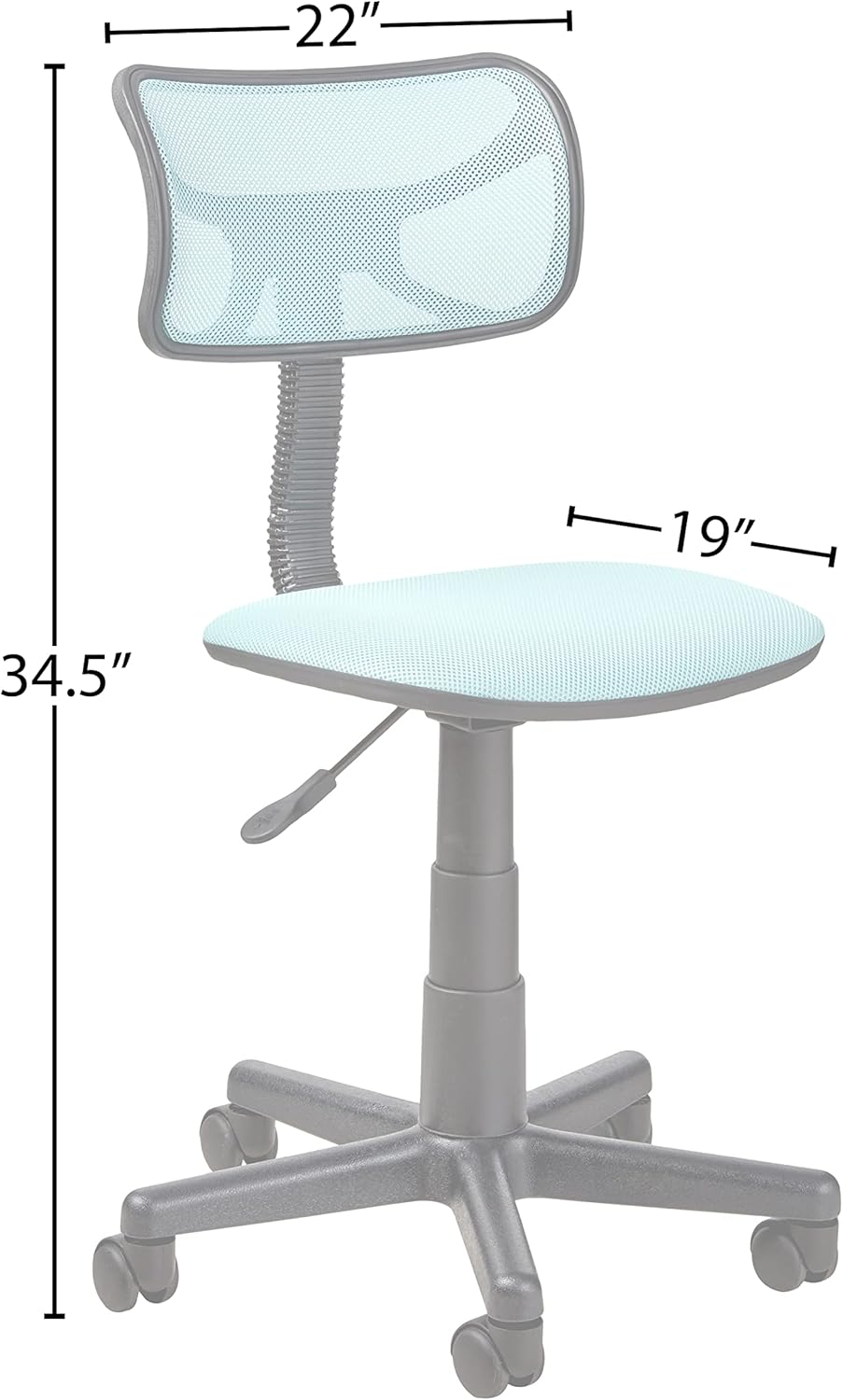 Urban Lifestyle Swivel Mesh Desk Chair, Blue, 20.86D x 22W x 33.46H in