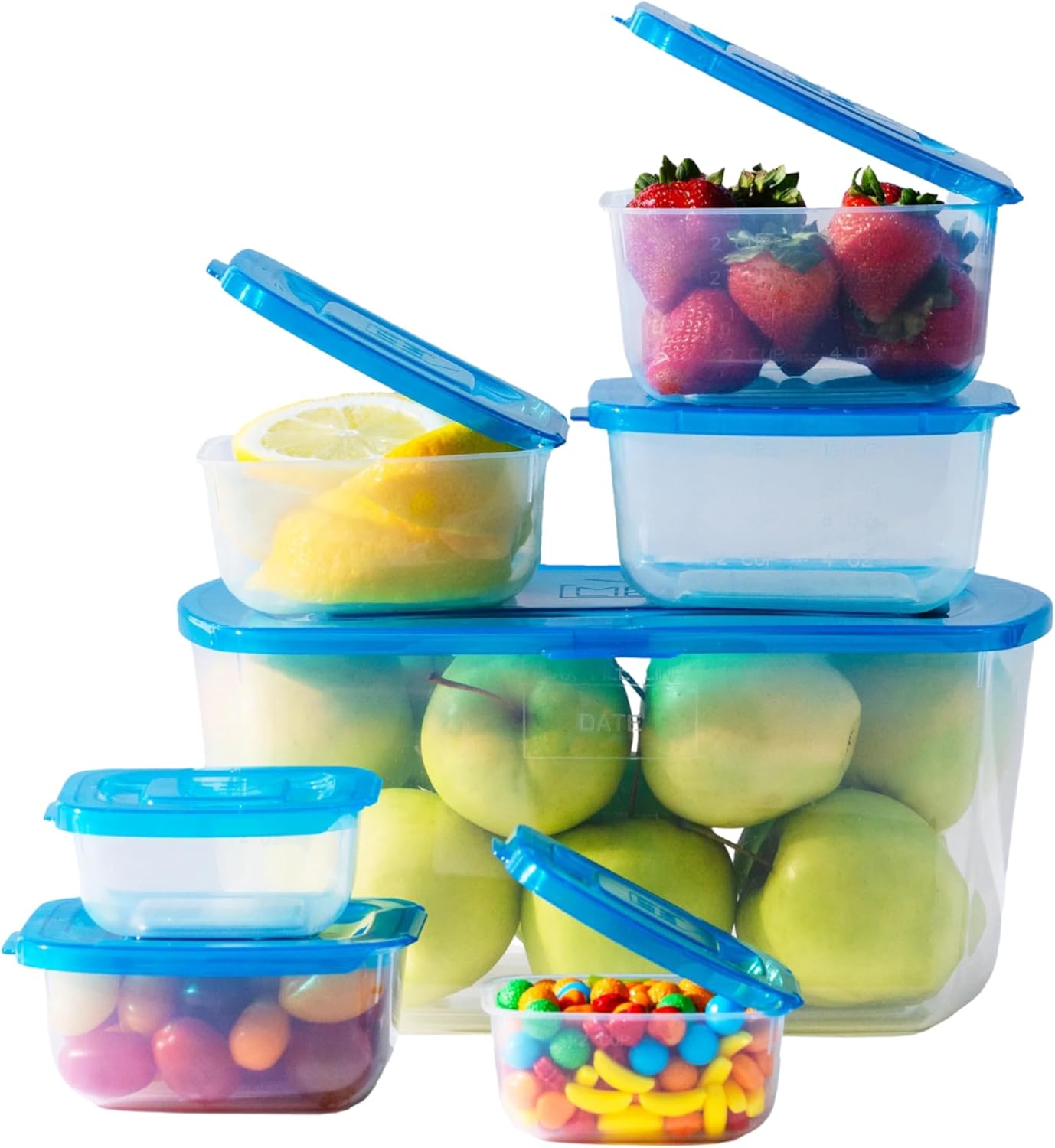 Premium Attached Food Storage Containers - Space Saving Organization with Permanently Attached Plastic Lid, 7 Pack