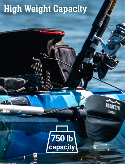 Upgraded Brooklyn 14.0 Tandem Pedal Kayak with Propeller Drive by BKC, 2-Person Sit-On-Top Fishing Kayak, Hand Rudder, Rod Holders, Large Storage, Stable 14ft Hull