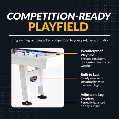 Hathaway Crestline 12 Ft Outdoor Shuffleboard Table for Patio, Yard & Deck - with Weatherproof Playfield, Built-in Scorer & Fitted Cover, Leg Levelers, 8 Pucks, Wax – White Finish