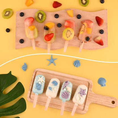 Sakolla Mini Popsicle Silicone Molds, 4 Cavities Homemade Ice Cream Molds with 100 Wooden Sticks for Ice Pop, Cakesicles, Cake Pop (Set of 3, White)