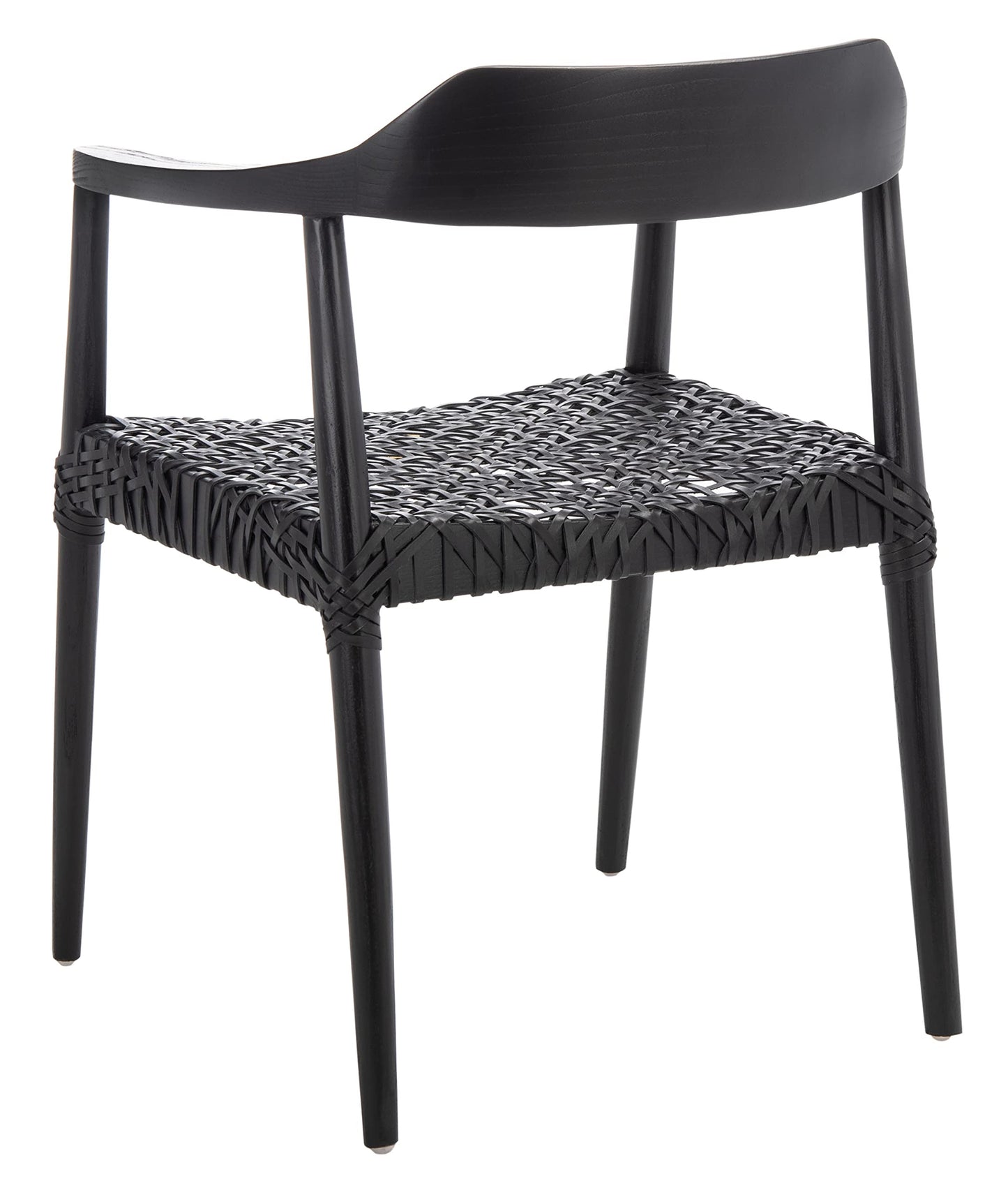 SAFAVIEH Home Collection Munro Black Sungkai Wood/Black Leather Woven Accent Chair (Fully Assembled)