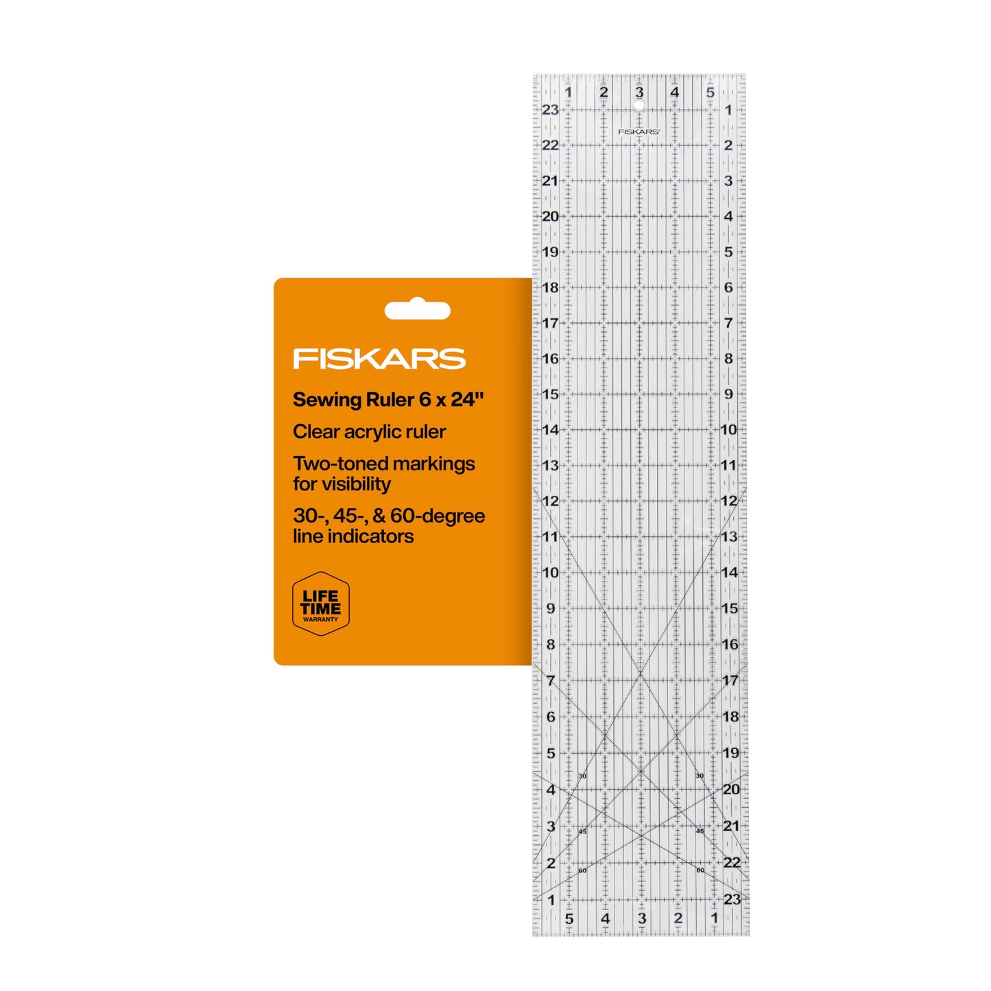 Fiskars Sewing Ruler (6"x 24") - Sewing and Quilting Ruler with Gridlines - Arts and Craft Supplies - Clear/Black