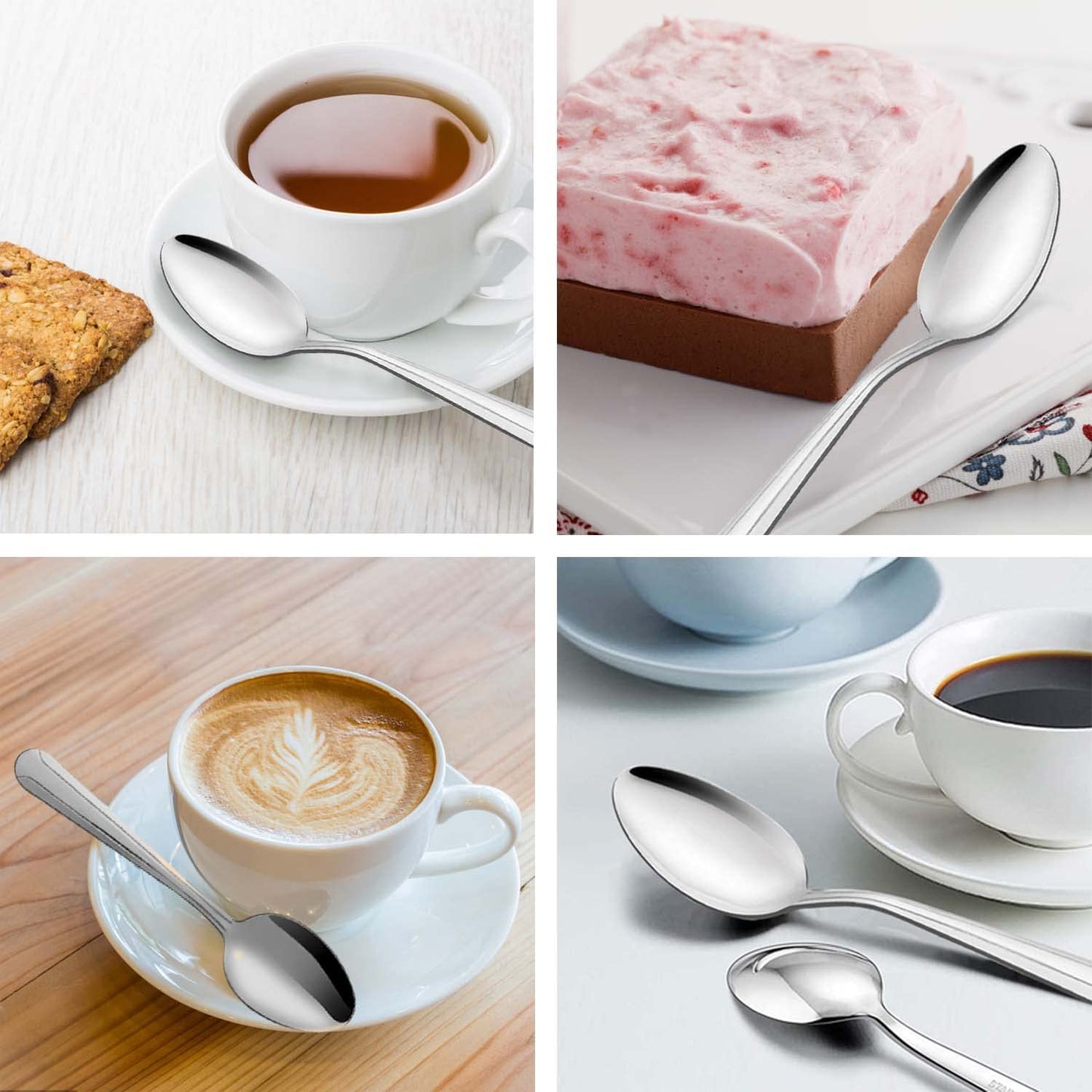 BEWOS 24 Pieces Teaspoons, 6.2 Inches Stainless Steel Teaspoons Silverware, Spoon Silverware, Coffee Spoons, Small Spoon, Mirror Polished, Dishwasher Safe, Silver Spoons For Home, Restaurant