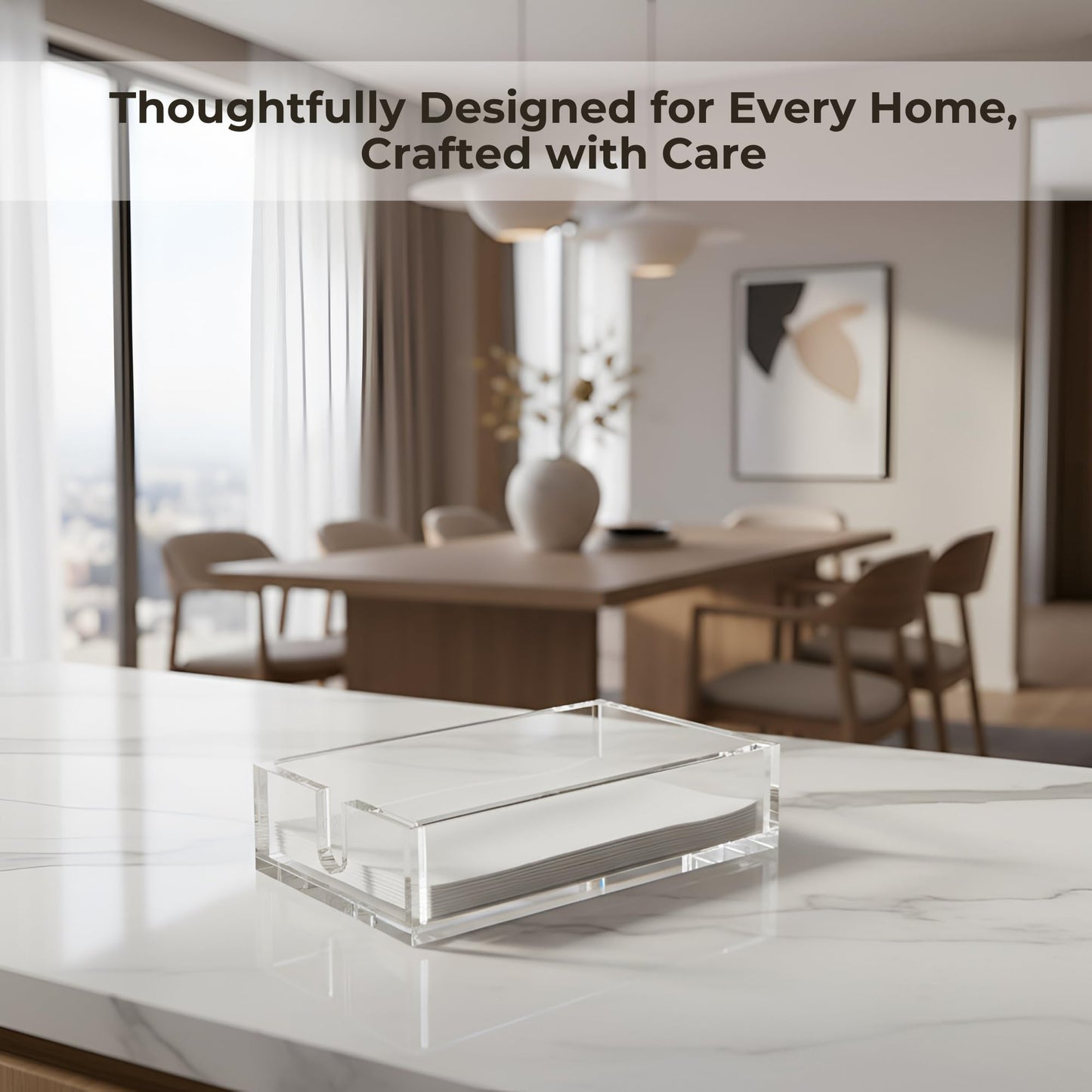 Luxury Clear Acrylic Napkin & Guest Towel Holder for Bathroom, Kitchen and Dining Table