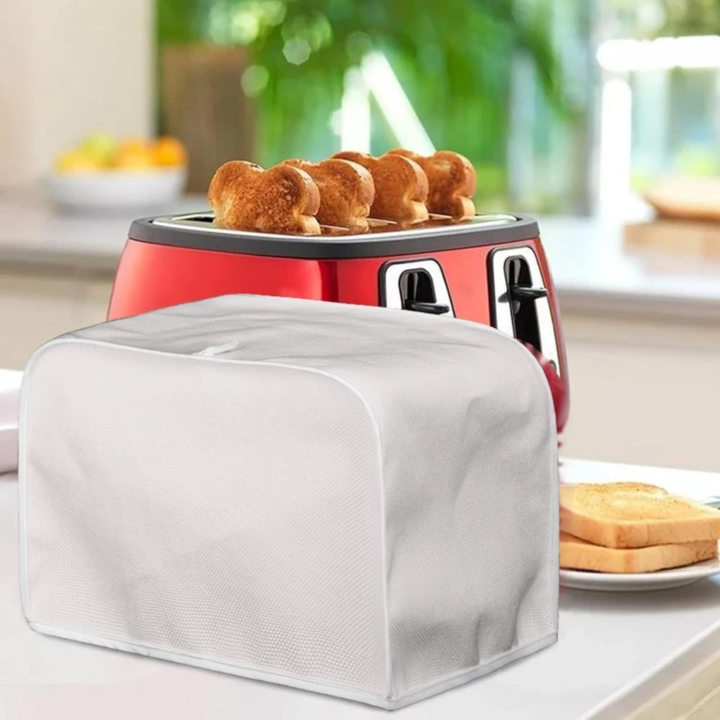 Light Blue Toaster Dust Cover for 2 Slice Toaster, Washable Dust and Fingerprint Protective Cover for Kitchen Appliances