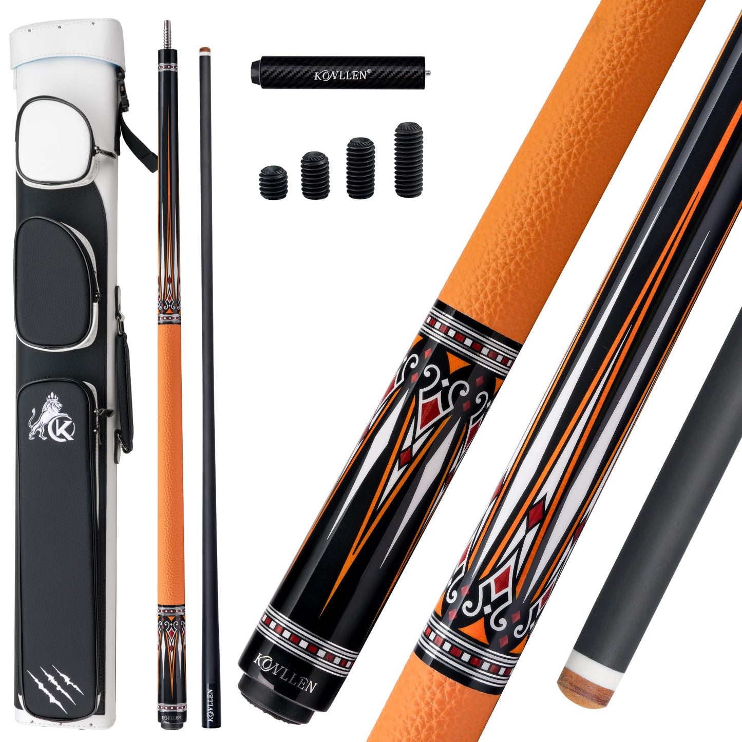 KONLLEN 2.0 Pool Cue Complete Set | Carbon Fiber Pool Cue with Professional Taper | Low Deflection Shaft for Adults & League Players
