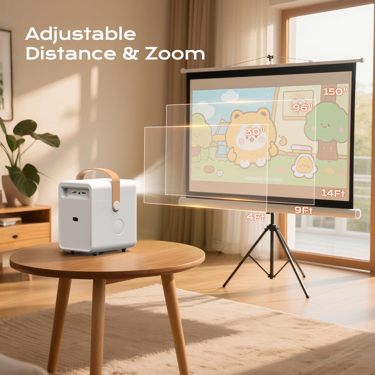 BESGEER Mini Projector WiFi for Tufting, 5.2 Built-in Bluetooth Portable Projector with HDMI/Audio/USB, 1080p Projector for Tracing Projection on Home DIY Rug Cloth Carpet (Cream White)