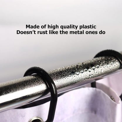 Premium Plastic Shower Curtain Rings, 24Pcs Hooks with Easy Snap Closure for Standard Shower Rods