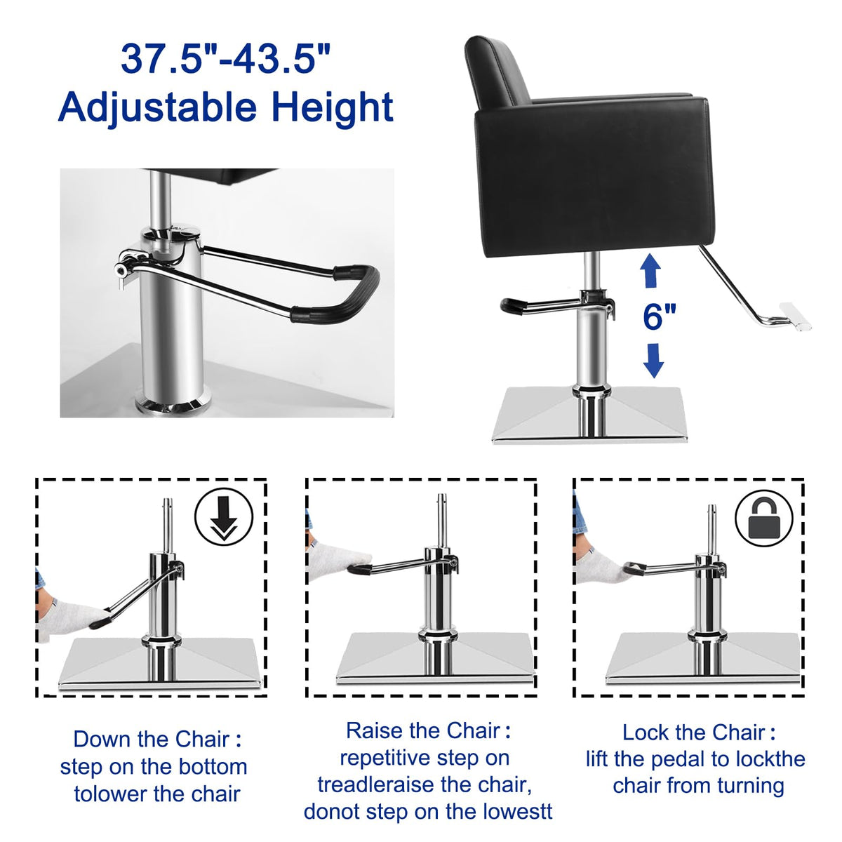 Hairdresser Barber Salon Chair,Capacity 330 Lbs - with Heavy Duty Hydraulic Pump, 360° Swivel Adjustable Spa Beauty Equipment, Hair Stylist Women Man for Barbershop,Home Hairdresser Barber (Black)