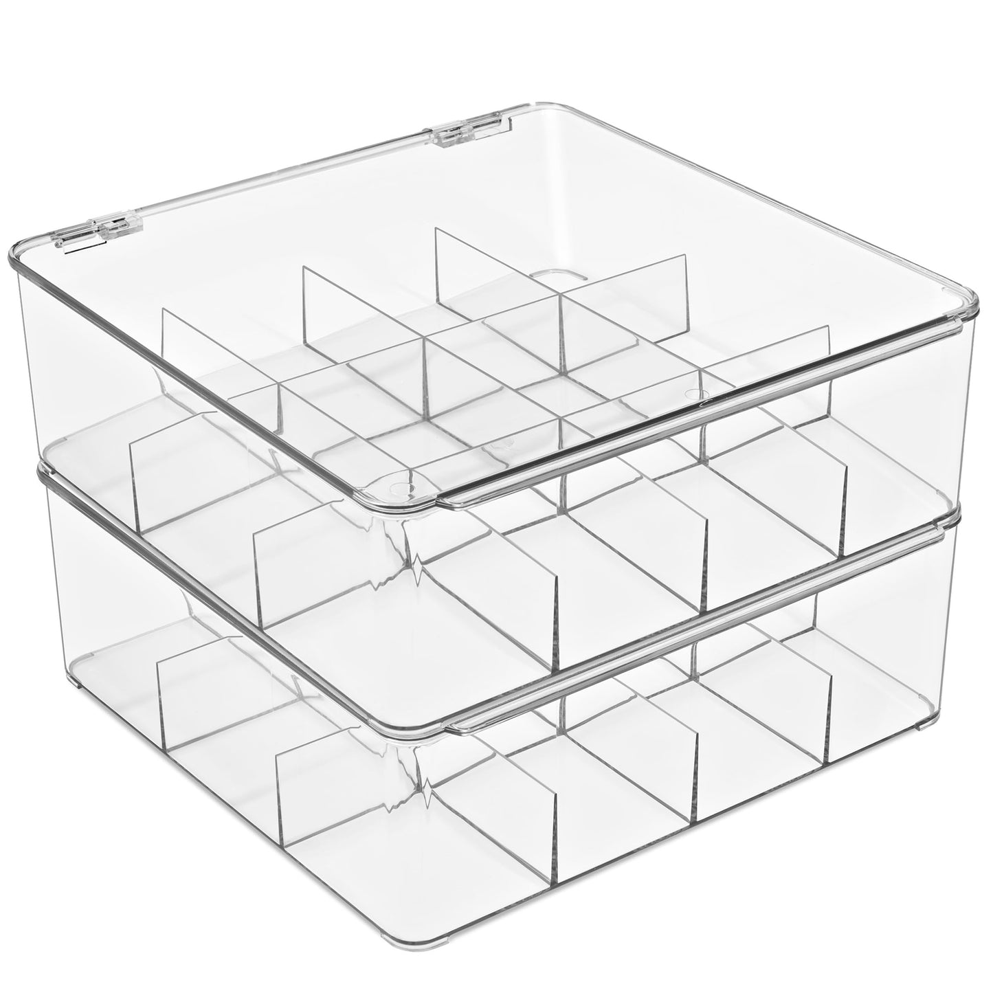 Sorbus Tea Bag Organizer, Stackable Tea Bag Storage Organizer with 12 Compartments and Hinged Lid, Plastic Tea Bags Holder for Kitchen Organizers