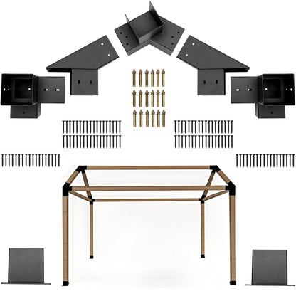 30° Slanted Pergola Whole-Set Kit for 4" x 4" Wood Pergola, Easy to Install, Weather - Resistant Bracket Kit for Carports, Gardens & More (14 Pcs)